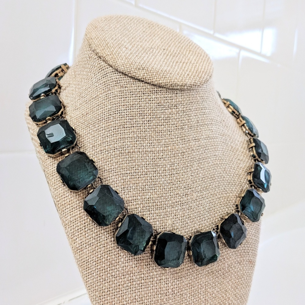 SOLD Vintage style Blue crystal statement necklace
